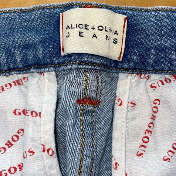 Alice + Olivia Mid Rise Ankle Distressed Coin Pocket Raw Edge Denim Jeans Size 3 - Picture 7 of 11